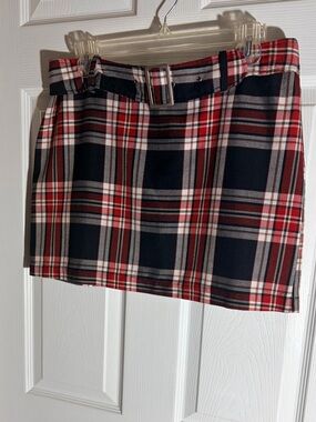 Classic Preppy Tartan Plaid Mini Skirt Belt and Buckle Detail Size 11
